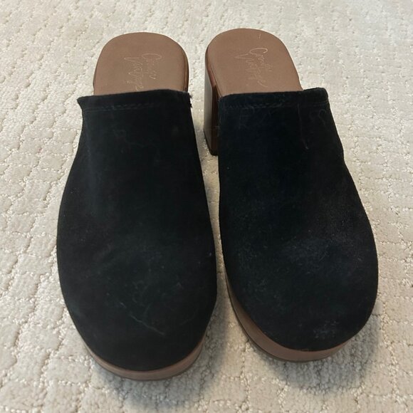 New Crown Vintage Black Suede Platform Clogs 6.5 - Picture 2 of 5